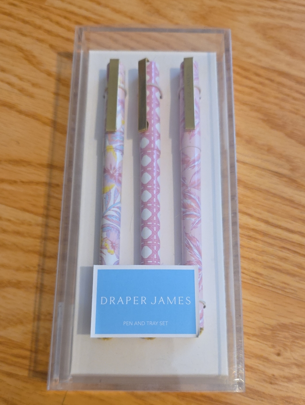 Draper James Pink Floral and Patterned Pen Set with Tray
